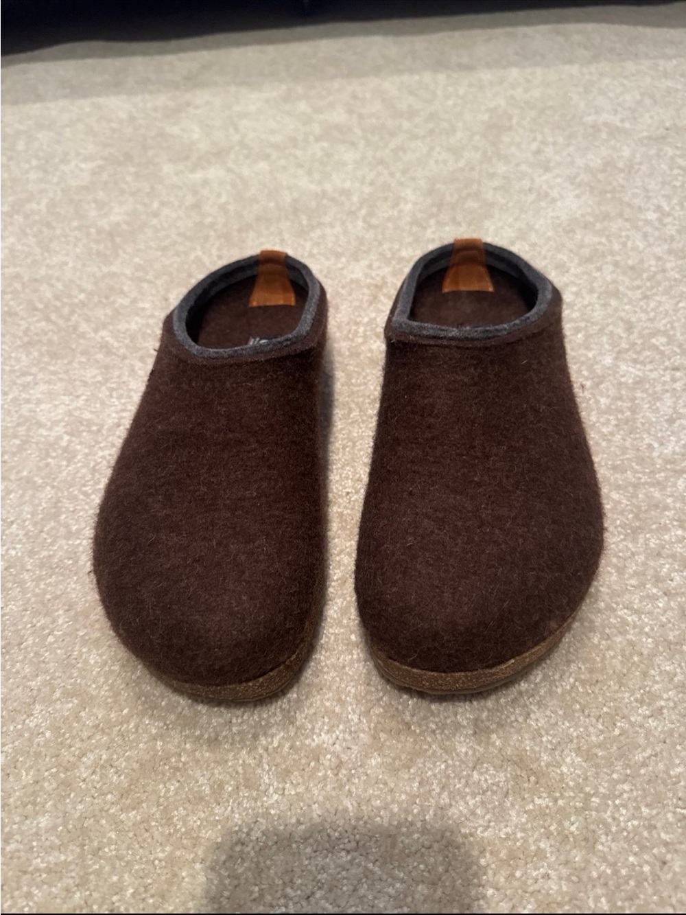 Haflinger Dark Brown Felt Slip-On Clog
